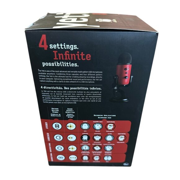 Blue Yeti Logitech Red USB Microphone Quality Recording Personal Studio NIB New - Picture 6 of 13